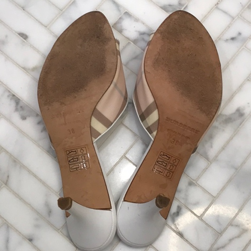 Burberry white, nova check plaid kitten, heel sandal Size 38 - Picture 8 of 12